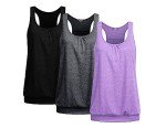 Beyove Womens Workout Shirts Banded Bottom Tank Tops Women 3 Pieces Loose Fit Tops Athletic Yoga Shirts Gym Activewear