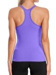 ATTRACO Ribbed Workout Tank Tops for Women with Built in Bra Tight Racerback Scoop Neck Athletic Top, Purple 2, X-Large