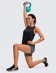 CRZ YOGA Lightweight Tank Top for Women Racerback Sleeveless Workout Tops High Neck Athletic Running Shirts Black Large