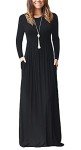 Black Long Sleeve Maxi Dress with Pockets