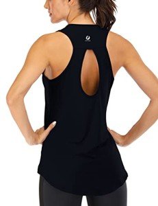 Fihapyli ICTIVE Yoga Tops for Women Loose fit Workout Tank Tops for Women Backless Sleeveless Keyhole Open Back Muscle Tank Running Tank Tops Workout Tops Racerback Gym Summer Tank Tops Black XL