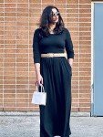 Black Long Sleeve Maxi Dress with Pockets