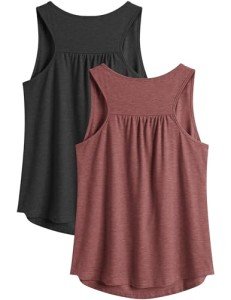 PINSPARK Women Workout Tops Racerback Tank Top Lightweight Gym Shirt O Neck Running Sleeveless Activewear Pack 2 M
