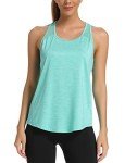 Aeuui Womens Workout Tops for Women Racerback Tank Tops Mesh Yoga Shirts Athletic Running Tank Tops Sleeveless Gym Clothes Green