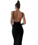Backless Black Maxi Tank Dress for Women