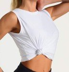 Dragon Fit Athletic Tank Tops for Women Sleeveless Workout Cool T-Shirt Running Short Tank Crop Tops (Small, White, s)