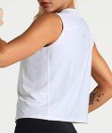 Dragon Fit Athletic Tank Tops for Women Sleeveless Workout Cool T-Shirt Running Short Tank Crop Tops (Small, White, s)