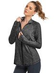 Womens Long Sleeve Shirts,Zamowoty Workout Jackets for Women Running Athletic Jacket Full Zip UP Loose Soft Slim Fit Activewear Sports Yoga Top Black Large