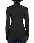 QUEENIEKE Running Jackets for Women Full Zip Slim Fit Thumbholes Athletic Workout Jacket with Pockets (Black, S)