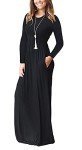 Black Long Sleeve Maxi Dress with Pockets