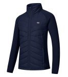 MoFiz Women Thermal Hybrid Hiking Jacket Lightweight Full Zip Golf Sports Soft Outdoor Outfits Winter Down Jacket Navy,2XL