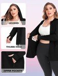 COOTRY Womens Plus Size Workout Jackets Full Zip Up Lightweight Athletic Running Hoodies with Thumb Holes Black2 3XL