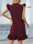 Famulily Women's Summer Mini A-line Sundress - Wine Red