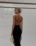 Backless Black Maxi Tank Dress for Women