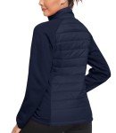 MoFiz Women Thermal Hybrid Hiking Jacket Lightweight Full Zip Golf Sports Soft Outdoor Outfits Winter Down Jacket Navy,2XL