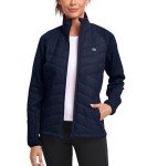 MoFiz Women Thermal Hybrid Hiking Jacket Lightweight Full Zip Golf Sports Soft Outdoor Outfits Winter Down Jacket Navy,2XL