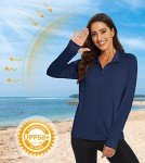 MAGCOMSEN Women's Athletic Jacket UPF 50+ Long Sleeve Jacket Quick Dry Workout Running Hiking Shirts Women Navy,L