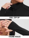 Pinspark Women Running Athletic Jacket Zip Up Workout Jacket Thumb Holes Activewear Tops Long Sleeve Sports Coat Plus Size