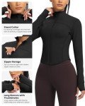 QUEENIEKE Workout Running Jackets for Women Zip Up Athletic Yoga BBL Jacket Cropped Tops with Thumb Holes (Black, M)