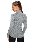 QUEENIEKE Women's Workout Running Jackets Full Zipper Slim Fit Athletic Yoga Jacket with Thumb Holes Heathered Light Grey 60927 M