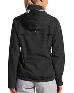 Willit Women's Cycling Running Jackets Rain Water Resistant Lightweight Windbreaker Hiking Bike Packable Hooded Black XL
