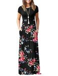 Women's Casual Maxi Dress with Pockets – Rose Black