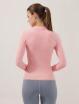 Locachy Women's Slim Fit Full Zip Athletic Running Sports Workout Jacket with Pockets, Style 02 Pink, Medium