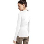 CARPESUN Women's Stretchy Workout Jackets Lightweight Full Zip Running Track Jacket, White, Medium