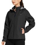 Willit Women's Cycling Running Jackets Rain Water Resistant Lightweight Windbreaker Hiking Bike Packable Hooded Black XL