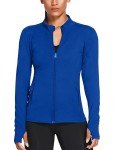 Pinspark Women Sports Jackets Workout Running Jacket Zipper Slim Fit Warm Up Activewear Tops Breathable Blue M