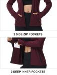 Dolcevida Women s Lightweight Full Zip Active Wear Workout Yoga Track Jackets Athletic Running Jacket Top with Zip Pockets and Thumb Holes (Wine, L)