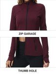 Dolcevida Women s Lightweight Full Zip Active Wear Workout Yoga Track Jackets Athletic Running Jacket Top with Zip Pockets and Thumb Holes (Wine, L)