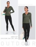 MoFiz Women Warm-Up Track Jacket Lightweight Zip Up Hoody Slim Fit Breathable Activewear Workout Tops with Pockets Army Green S