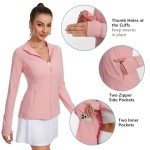 Lightbare Women’s Zip Up Athletic Jackets Lightweight Slim Fit with Pockets Thumb Holes for Workout Gym Running Yoga