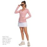 Lightbare Women’s Zip Up Athletic Jackets Lightweight Slim Fit with Pockets Thumb Holes for Workout Gym Running Yoga