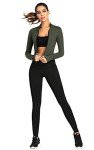 FEOYA Women Sports Jacket Full Zip Up Cropped Athletic Jacket Lightweight Yoga Running Workout Track Shirt Slim Fit Activewear for Fitness Gym Pilates