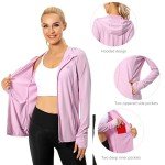 Lightbare Women's UPF 50+ Full Zip Hoodie Jacket Long Sleeve Hooded Sun Shirt with Pockets