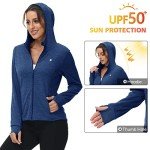 JHMORP Women's Running Track Jacket Hoodie Sweatshirt Full Zip Long Sleeve Outdoor Pullover Workout Sport Light Jackets (Navy,CA L)