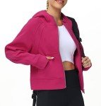 THE GYM PEOPLE Women's Full-Zip Up Hoodies Jacket Fleece Workout Crop Tops Sweatshirts with Pockets Thumb Hole