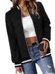 onlypuff Womens Long Sleeve Jackets Fashion Sweatshirt Zip Up Jackets with Pockets Black