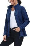MAGCOMSEN Fleece Jacket Women Zip Up Soft Thermal Winter Jacket Lightweight Activewear Dark Blue M