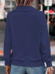 RANPHEE Sweatshirts for Women Navy Blue Long Sleeve Fall Casual Loose Fit Tops Fashion Trendy Clothes Turtleneck Hoodies Activewear Running Jacket L