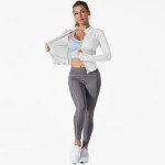 Women's Workout Running Jackets Zip Up Lightweight Stretchy Athletic Yoga Cropped Tops Track Jacket with Thumb Holes