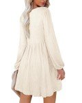 Beige Long Sleeve Knit Babydoll Dress