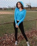 G4Free Women's UV Protection Running Jacket Lightweight Long Sleeve Workout Tops UPF 50+ Cropped Sun Shirt Quick Dry(Ocean Blue,M)