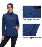 MAGCOMSEN Fleece Jacket Women Zip Up Soft Thermal Winter Jacket Lightweight Activewear Dark Blue M