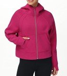THE GYM PEOPLE Women's Full-Zip Up Hoodies Jacket Fleece Workout Crop Tops Sweatshirts with Pockets Thumb Hole