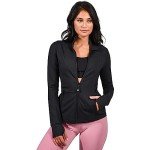 90 Degree By Reflex Women’s Lightweight, Full Zip Running Track Jacket - Black - Small