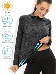 Luranee Tunic Tops for Leggings for Women, Winter Plus Size Long Sleeve Workout Jackets Qucik Dry Stretchy Zipper Activewear Fitness Pilates Cycling Hiking Sport Yoga Clothes Black 2XL