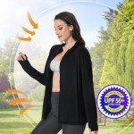Women UPF 50+ UV Sun Protection Jacket Zip Up Hoodie Lightweight Long Sleeve Sun Shirt with Pocket for Running Hiking (Black, Small)